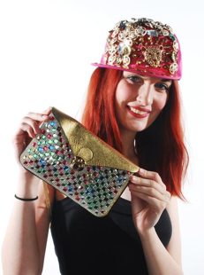 Handtas disco glamour met strass goud