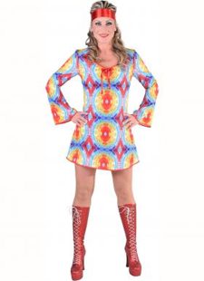 Hippie party dress ladies with batik print