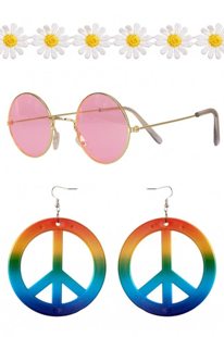 Hippie set bril/oorringen/haarband