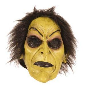 Latex witch mask green