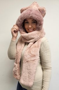 Luxe Teddy muts met sjaal