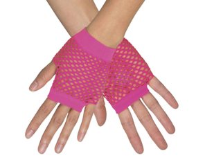 Nethandschoenen kort Fushia