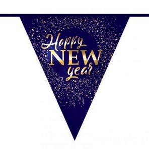 Papieren Vlaggenlijn “Happy New Year“ hotstamp 6m