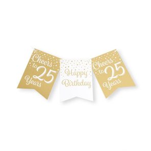 Party flag banner gold/white - 25
