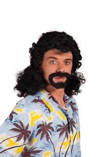 Perruque d’hommes des années 80 avec la barbe