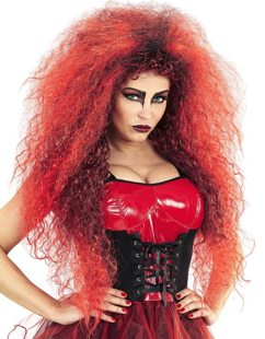 Perruque diable rouge avec des boucles