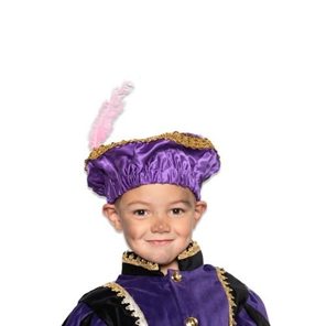 Piet beret satin with purple feather.