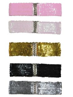 Riem met pailletten elastisch 5 kleuren