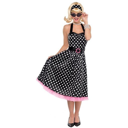 Recensie delicaat Australië Rock n roll jurk met bolletjes jaren 50