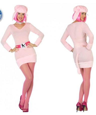 Roze poedel carnavalskostuum voor dames