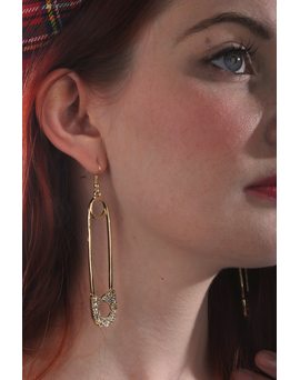 Safety pin earrings with Rhinestone