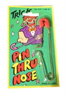 Safety pin through nose