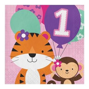 Servetten one is fun girl (33cm, 16st)