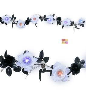Slinger met bloemen en schedels halloween met licht