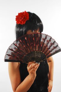 Spanish fan with red glitters luxury