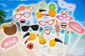 Tropische foto booth set flamingo