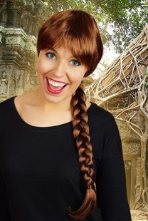 Wig with long braid brown