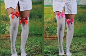 Witte kniepanty met strik