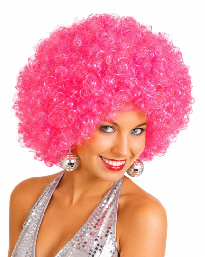 Afro disco pruik jumbo fuchsia