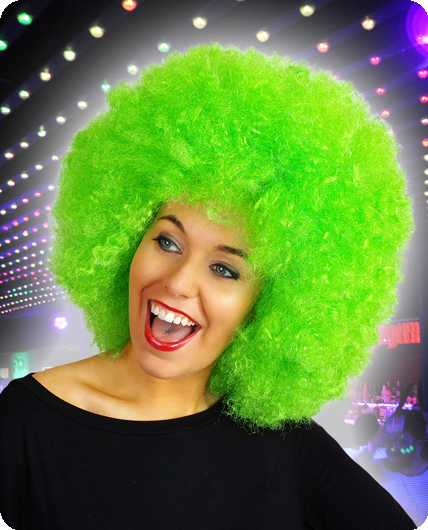 Afro perruque vert vif
