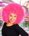 Afro pruik deluxe felroze