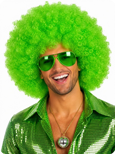 Afro pruik deluxe fluogroen