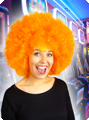 Afro pruik deluxe oranje
