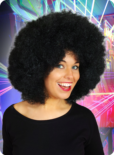 Afro pruik deluxe zwart