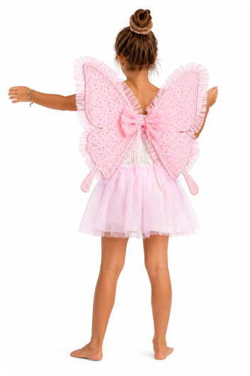 Ailes de papillon de luxe avec jupe tutu rose