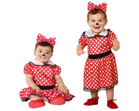 Baby Polkadot Muis Kostuum - Rood met Witte Stippen