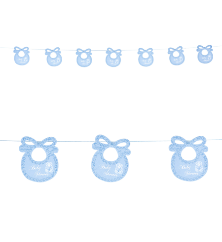 baby shower garland with blue bibs 2.75m
