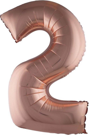 Ballon en aluminium 40 pouces chiffre 2 cuivre rose