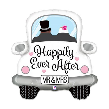 Ballon en aluminium Happy Ever After voiture (79cm)