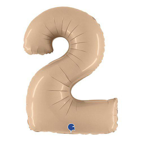 Ballon gonflable de 100 cm en chiffre 2 couleur nude.
