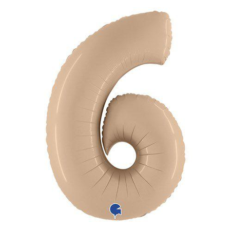 Ballon gonflable de 100 cm en chiffre 6 couleur nude.