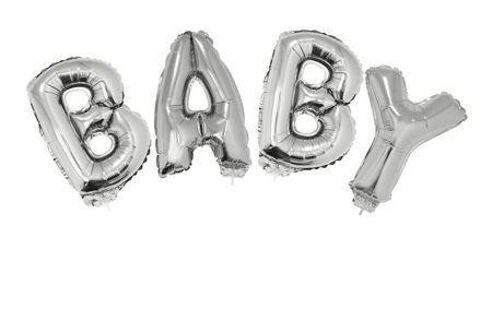 Ballonset 16 inch baby zilver met lint 5m