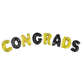 Balloon set 16 inch CONGRADS black gold with ribbon 5m