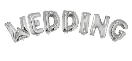 Balloon set 16 inch wedding silver with ribbon 5m