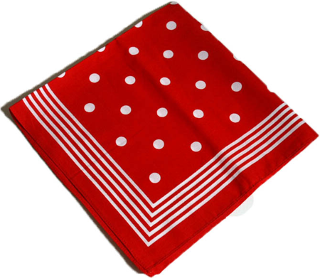 Bandana /mouchoir rouge avec pois blanches