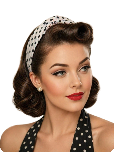 Bandeau rockabilly à pois blancs