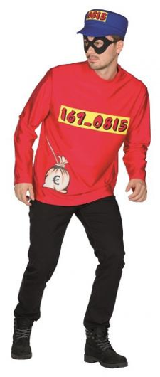 bankovervaller shirt met masker en petje