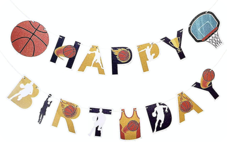 Bannière de joyeux anniversaire panier