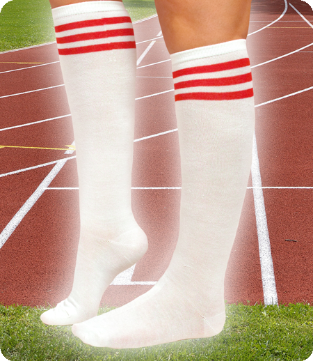 Bas blanc avec 3 rayures rouges