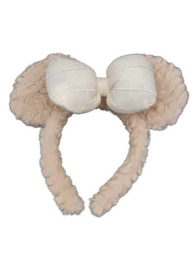 Beige beer oortjes met strik