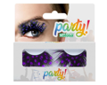 Black eyelashes with purple dots