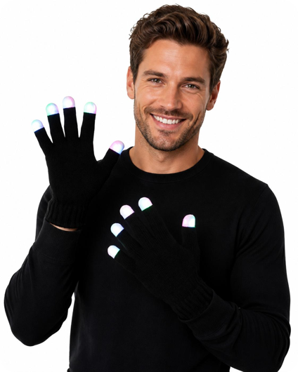 Black gloves with light and white fingertips
