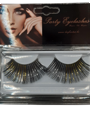Black long lashes with silver/gold glitter.