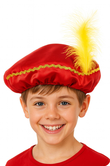 Black Piet Hat Red with Plume