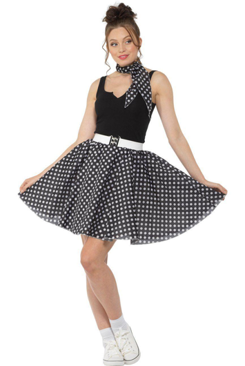 Black Rock N Roll Skirt with White Polka Dots & Scarf