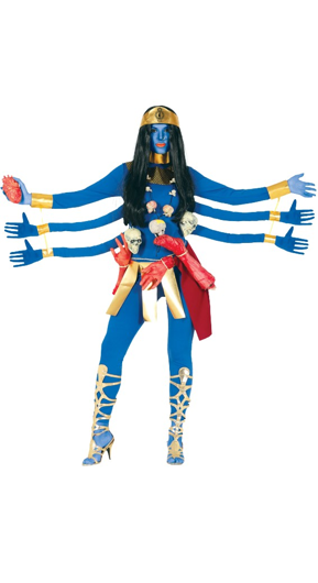 Blauw godin kostuum